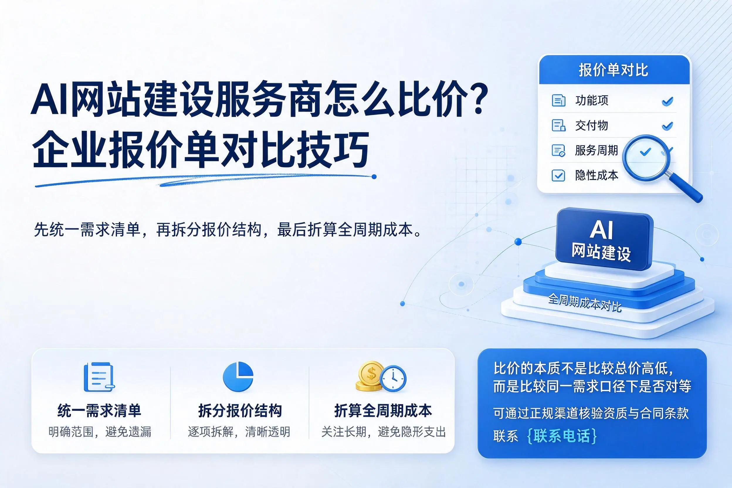 AI网站建设服务商怎么比价?泸州企业报价单对比技巧