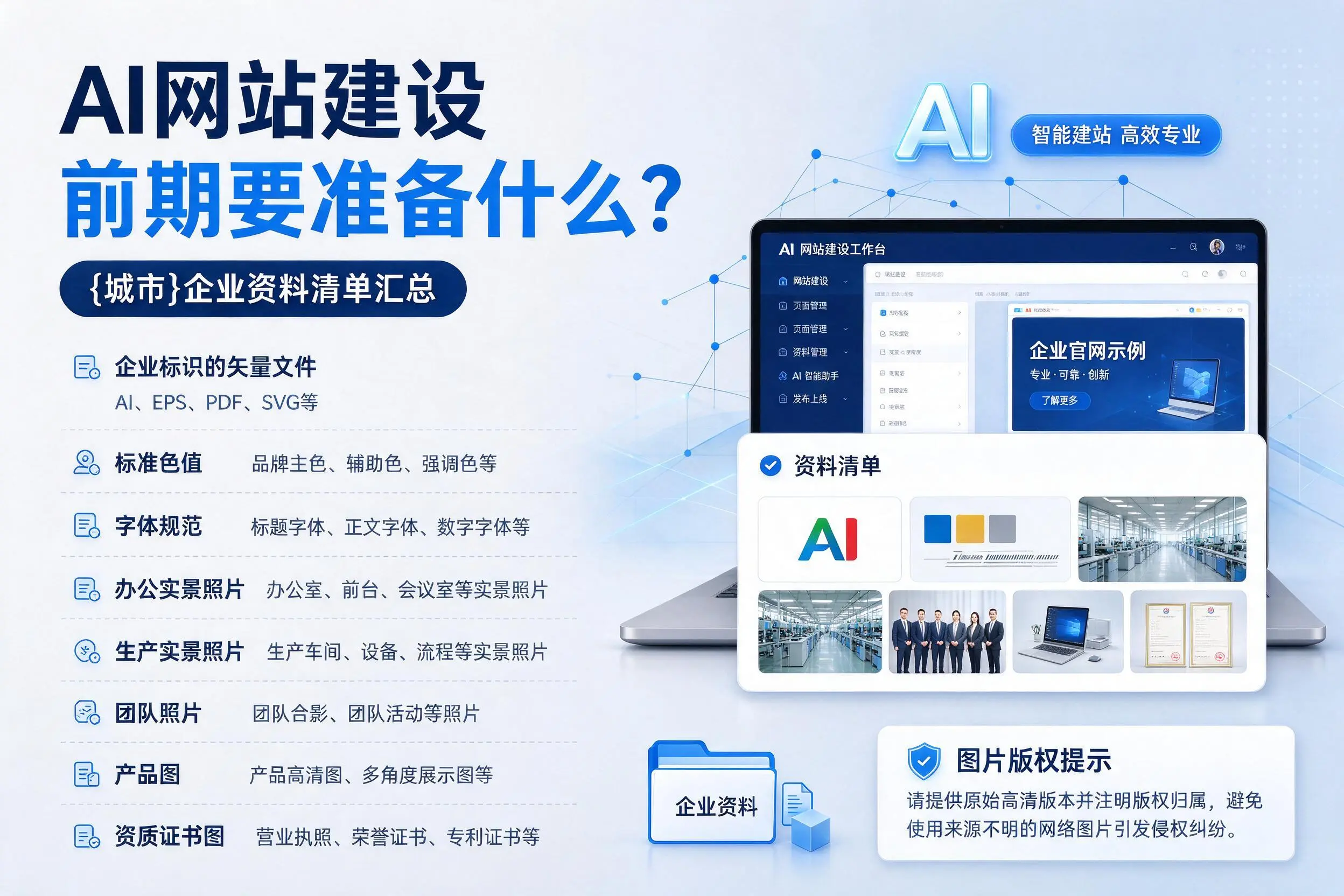 AI网站建设前期要准备什么?泸州企业资料清单汇总