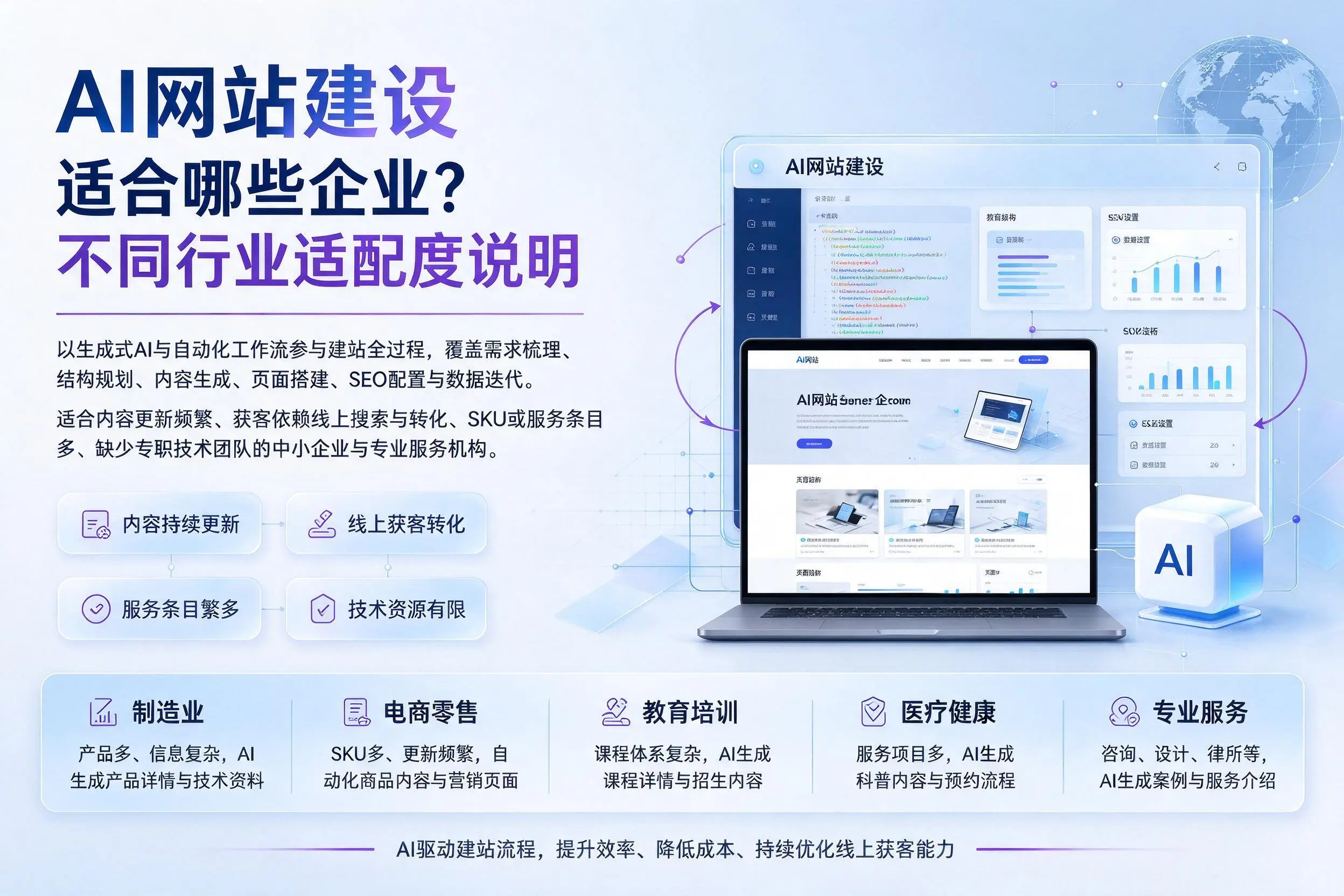 AI网站建设适合哪些企业？泸州不同行业适配度说明